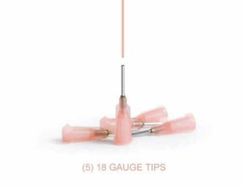 XIEM Precision Applicator Tips 5 ea 18 Gauge Pink